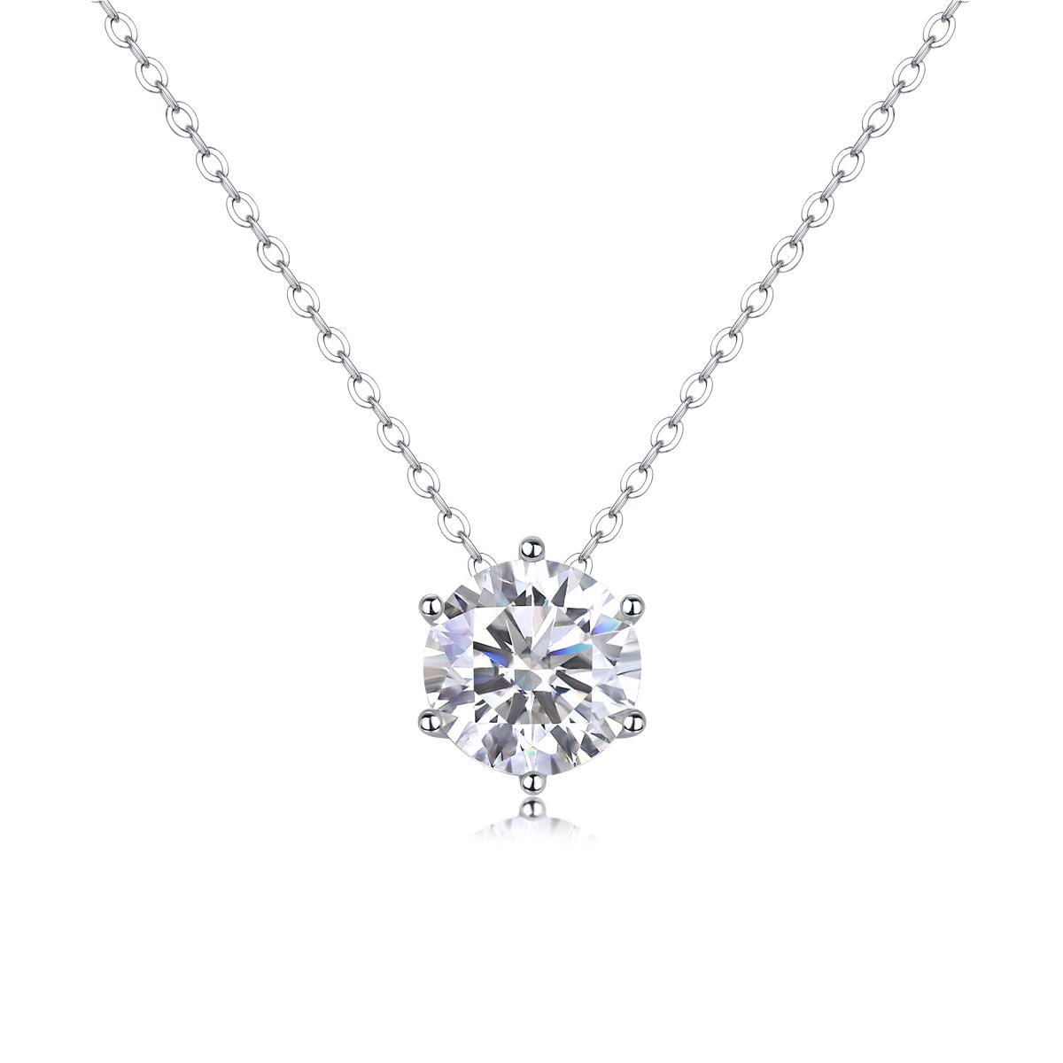 Afternoon Rose Moissanite Pendant Necklace — S925 Sterling Silver, Platinum-Plated (1–3 ct)