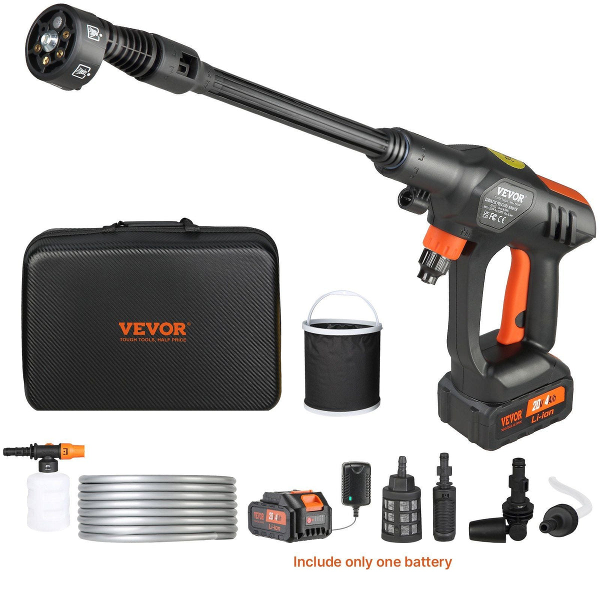 Cordless Pressure Washer, 652 PSI, 1.1 GPM, 4.0Ah Battery & 6-in-1 Nozzle
