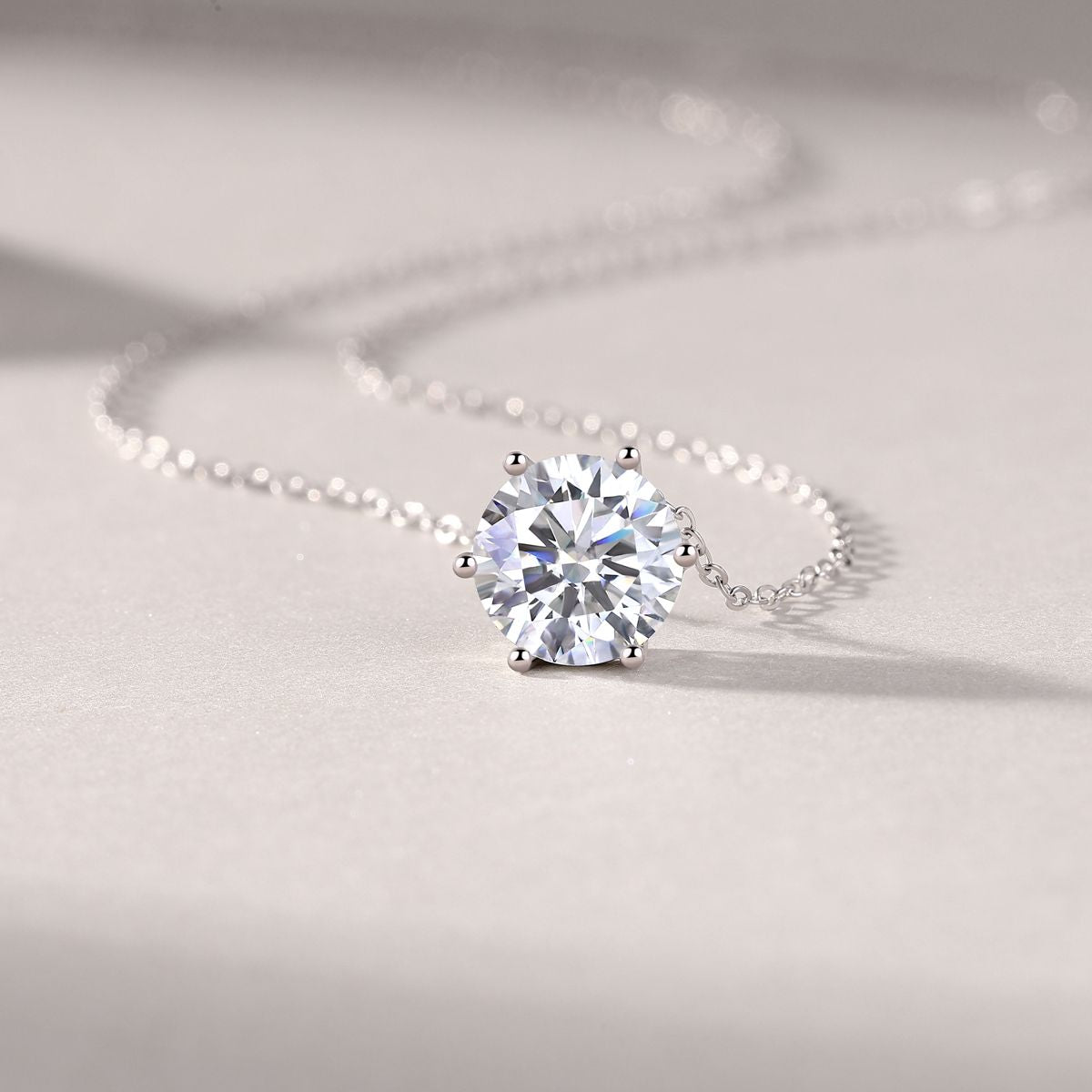Afternoon Rose Moissanite Pendant Necklace — S925 Sterling Silver, Platinum-Plated (1–3 ct)