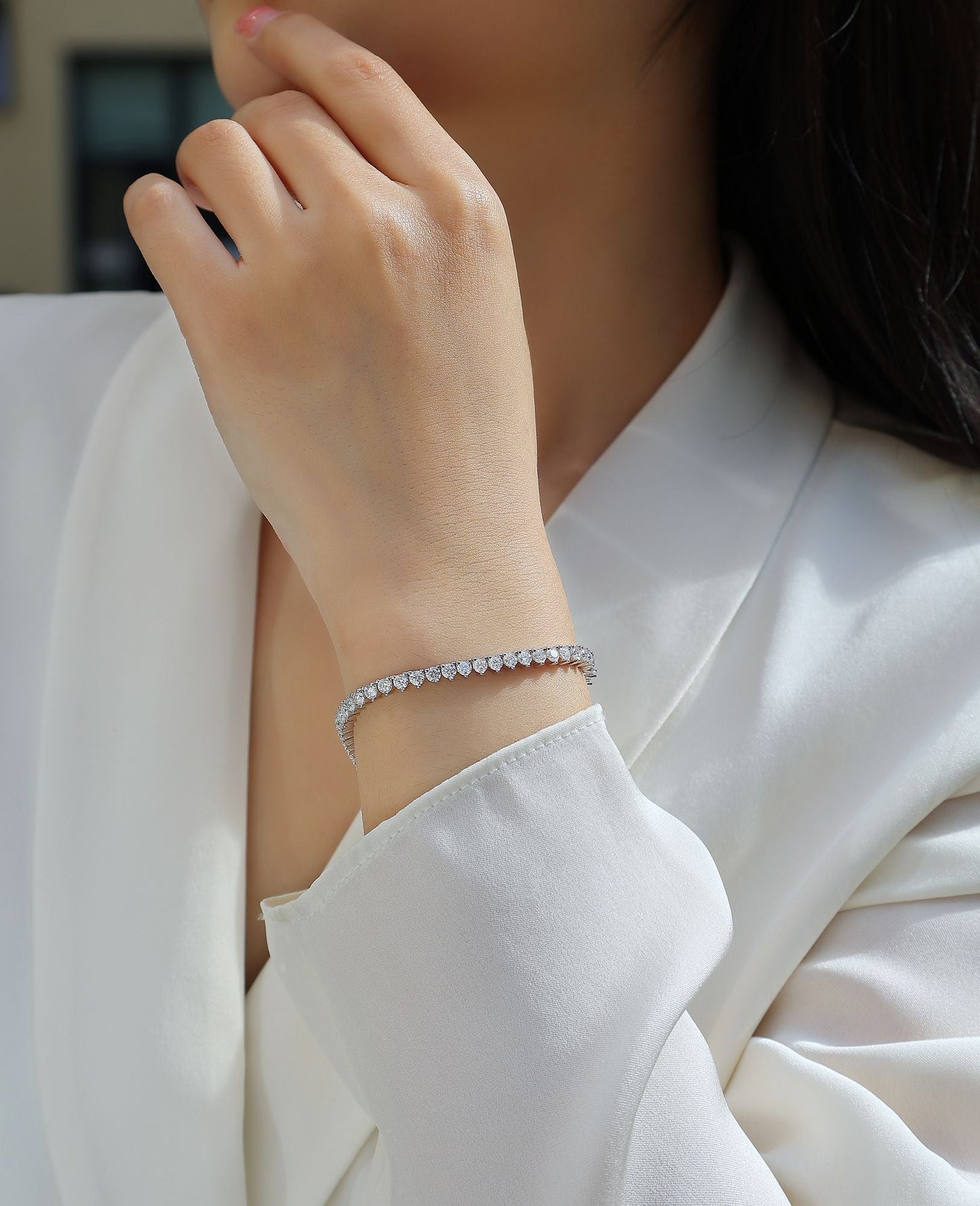 Mark Moissanite Tennis Bracelet — 0.1 ct, S925 Sterling Silver & Platinum-Plated