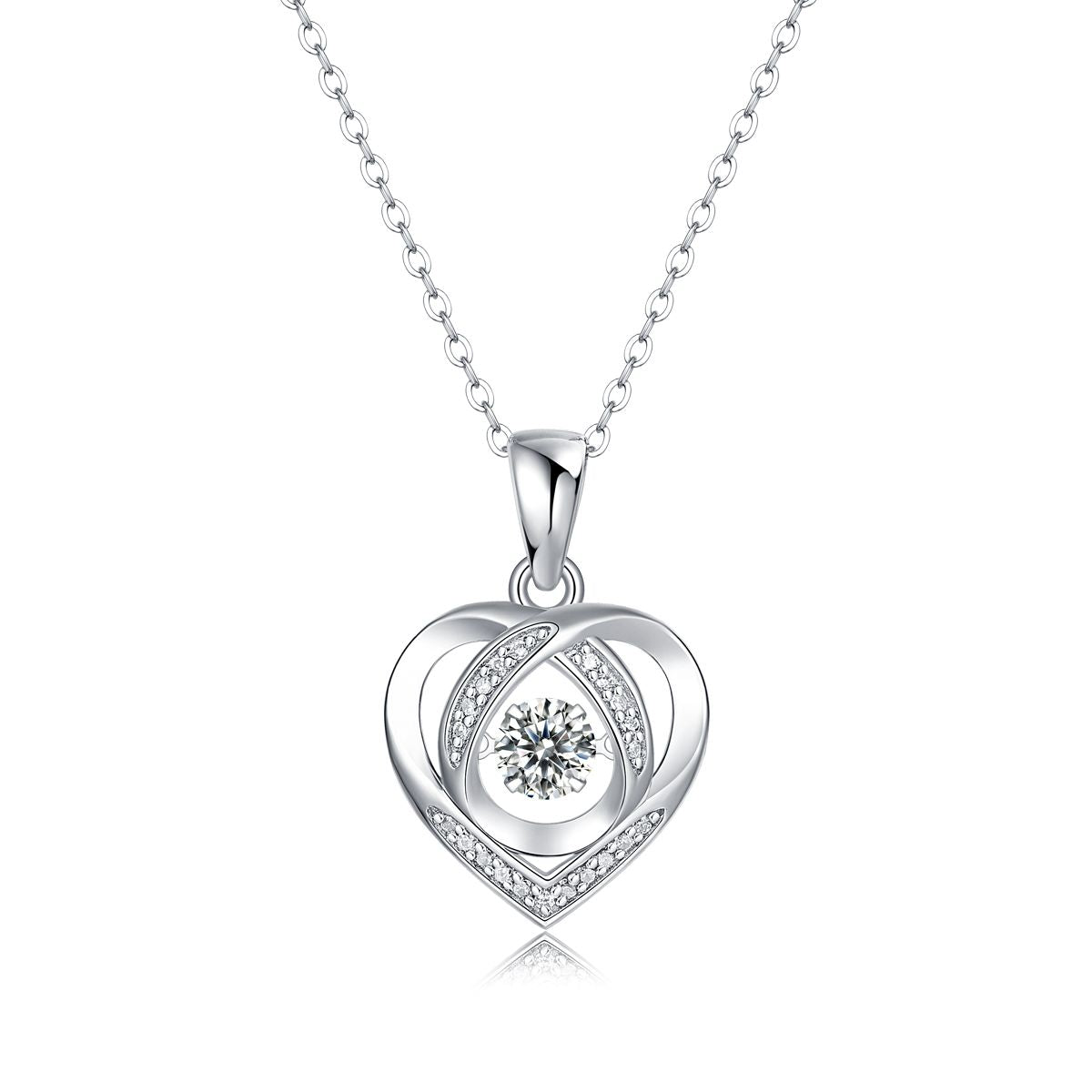 With You in My Heart Moissanite Sterling Silver Pendant Necklace