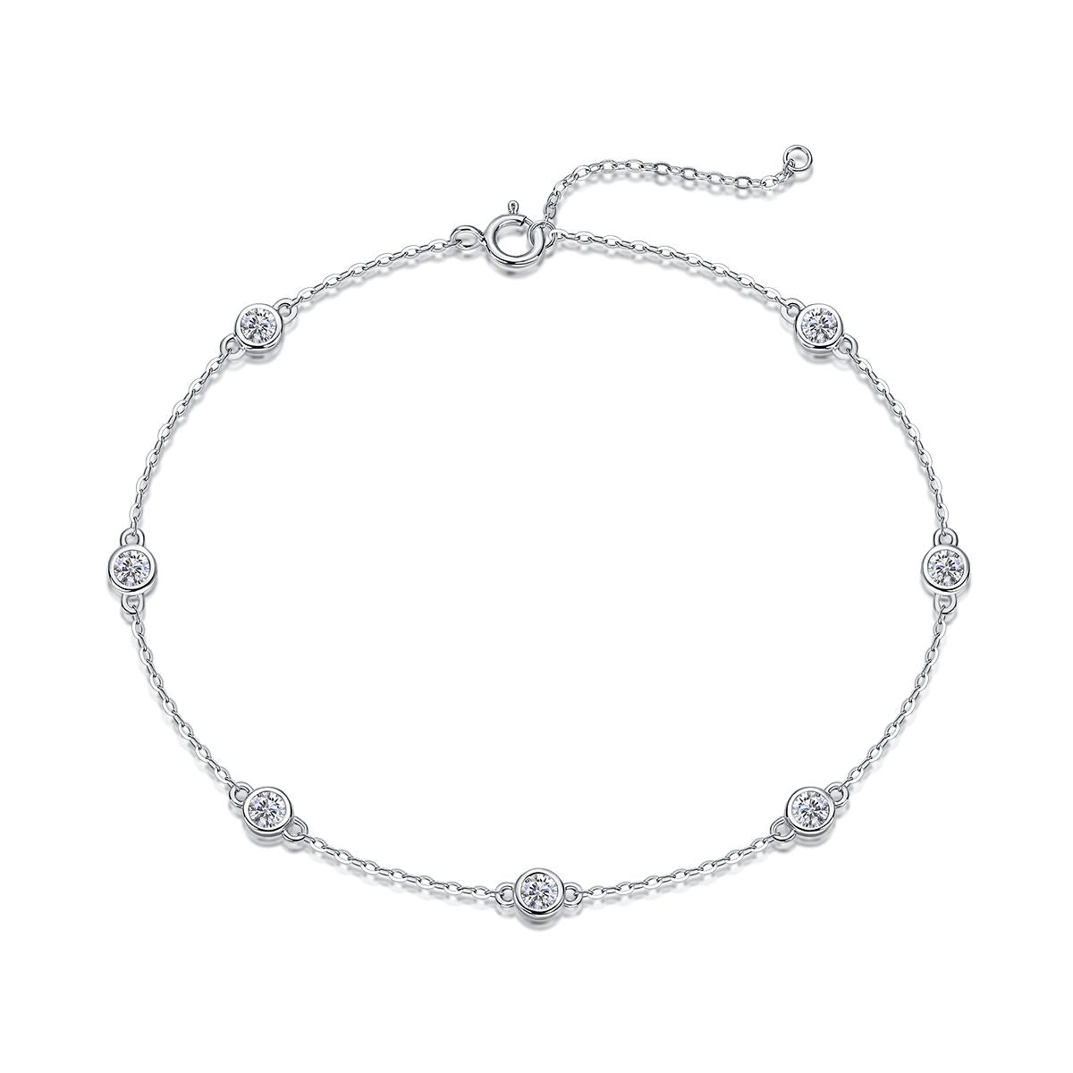 Dynamic Bubble Moissanite Bangle — S925 Sterling Silver & Platinum-Plated