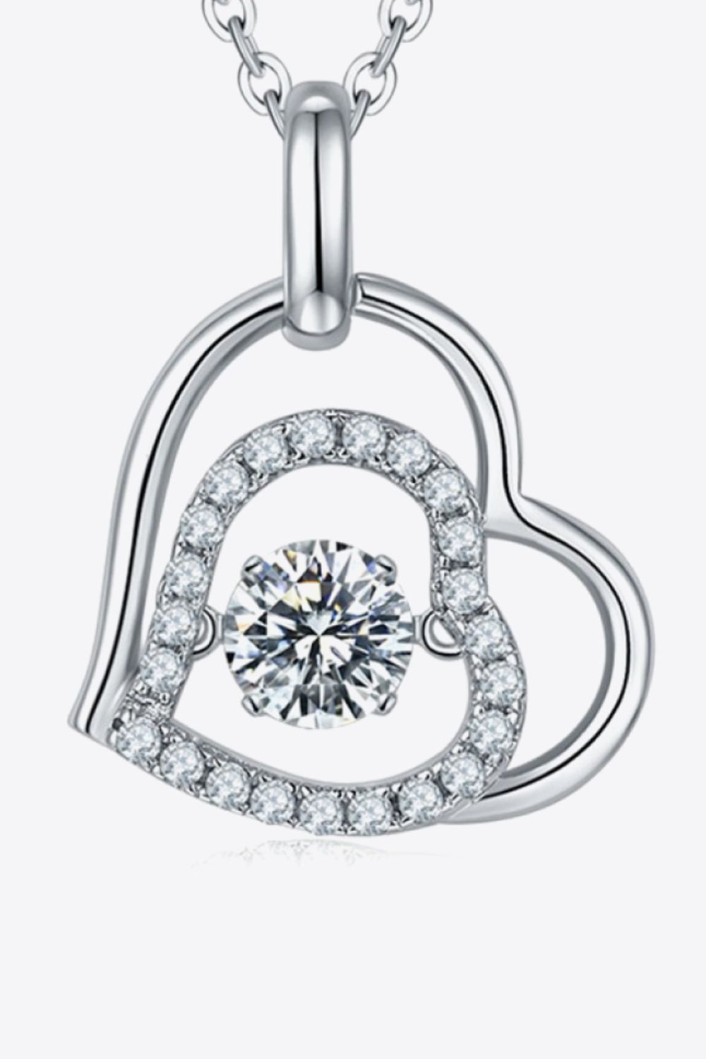 Moissanite Heart Side-Drop Pendant Necklace