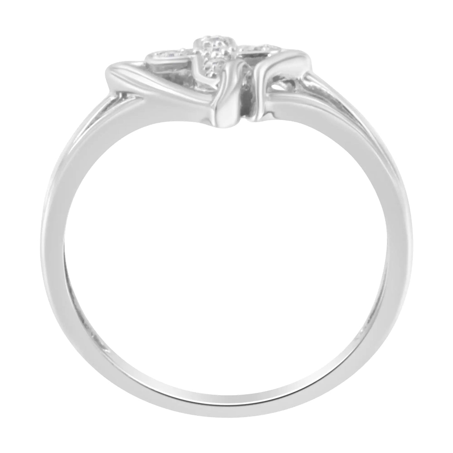 White Gold Diamond-Accented Cross & Open Heart Promise Fashion Ring (H-I Color, I1-I2 Clarity)